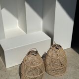 Rattan pendant lamp in the shape of bell D25 H28