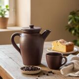 Brown ceramic artisan coffee maker