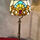 1920s brass lamp with tiffany stained glass shade 48x14