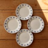 4 vintage earthenware dessert plates with breakfast motif