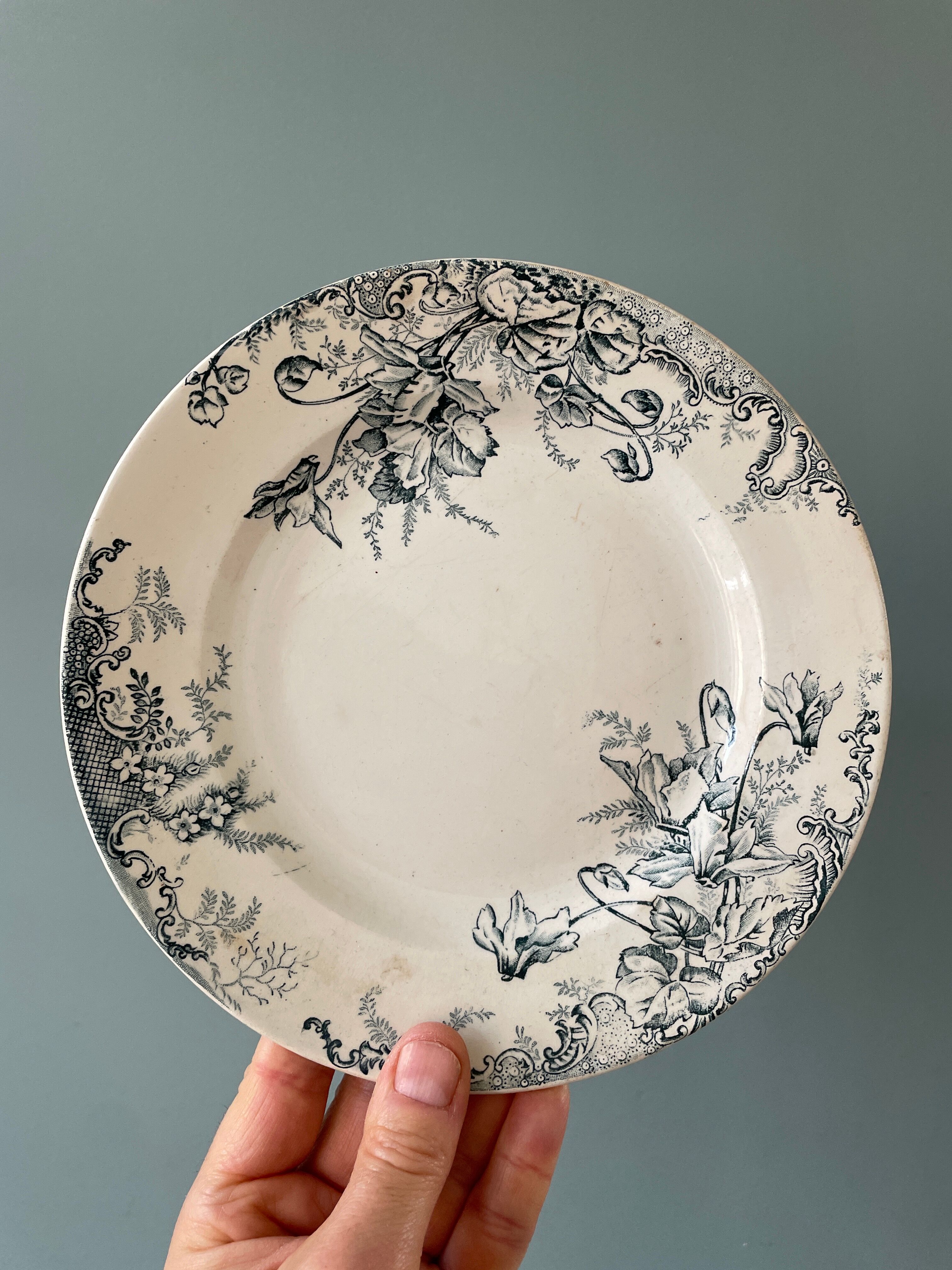 Series of 12 mismatched Terre de Fer dessert plates