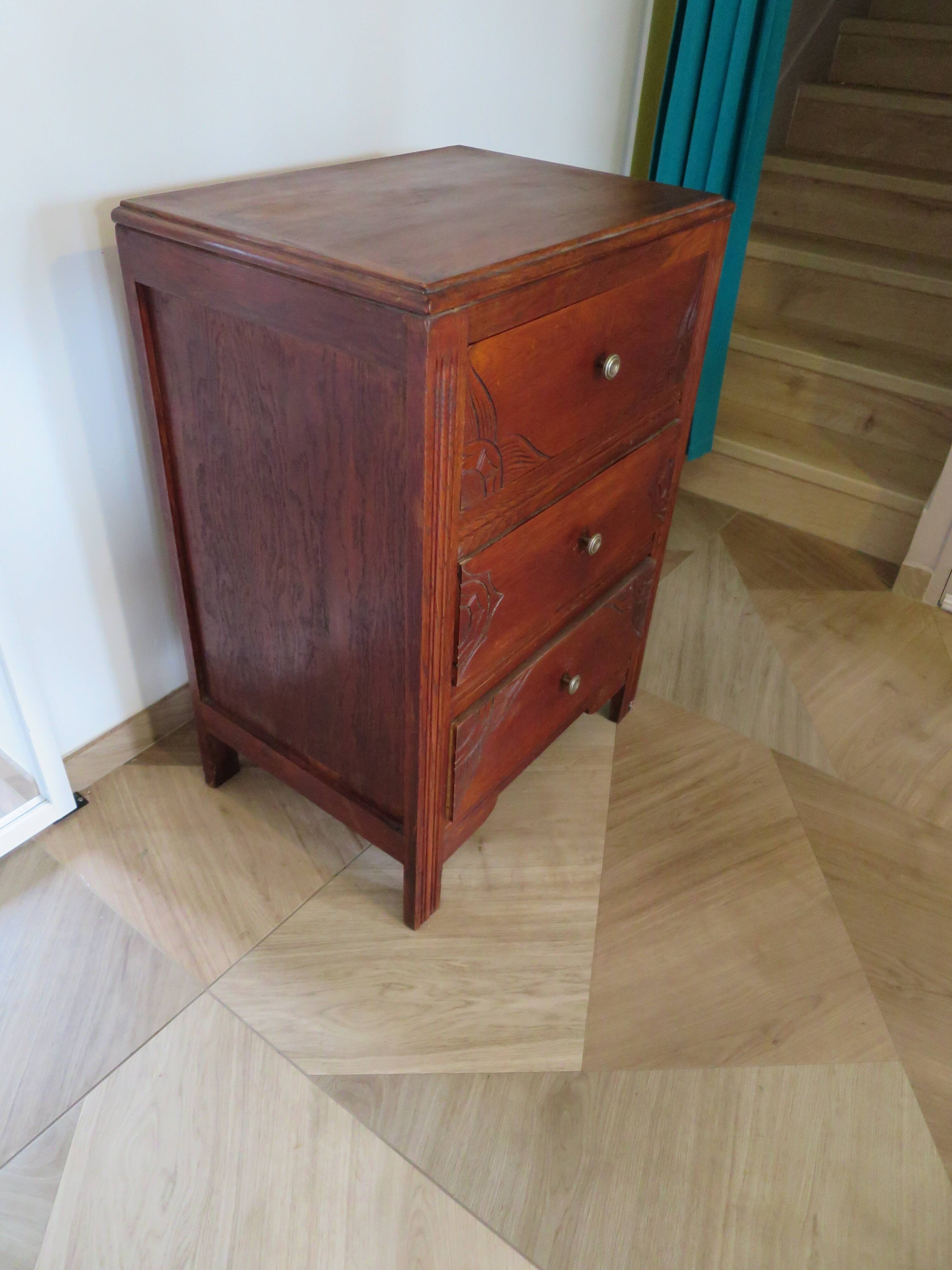 Vintage - Belle commode Art déco -3 tiroirs - Années 40