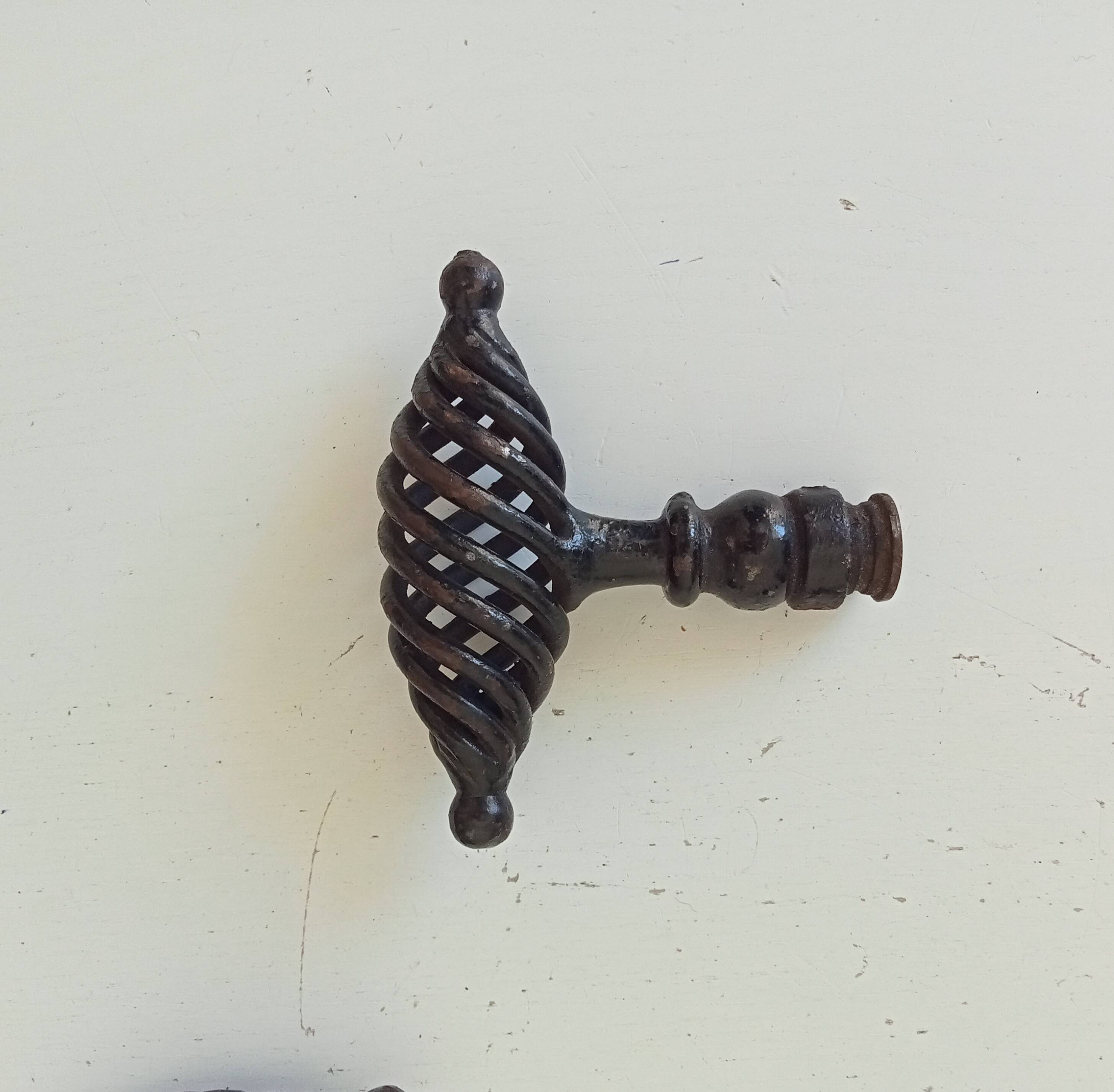 Antique twisted wrought iron door handle