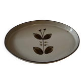 Grand plat ovale en grès d’Arnon fleur vintage