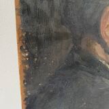 Oil portrait on cardboard of a man 50s