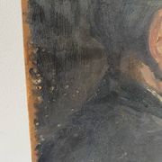 Oil portrait on cardboard of a man 50s