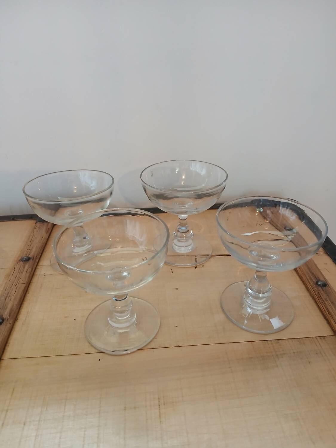 4 antique champagne glasses