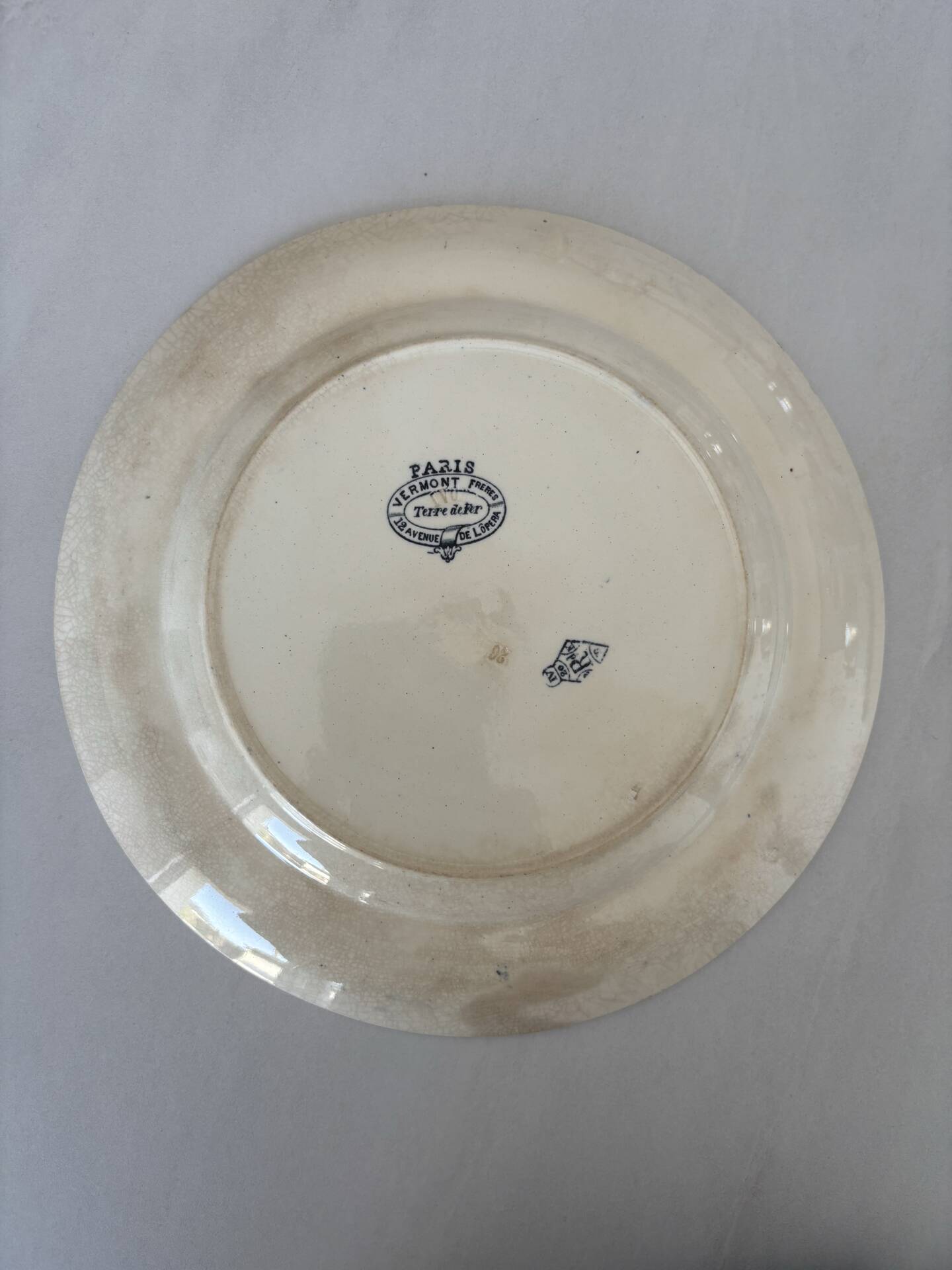 Old blue night ironstone plate for Vermont Frè shop.