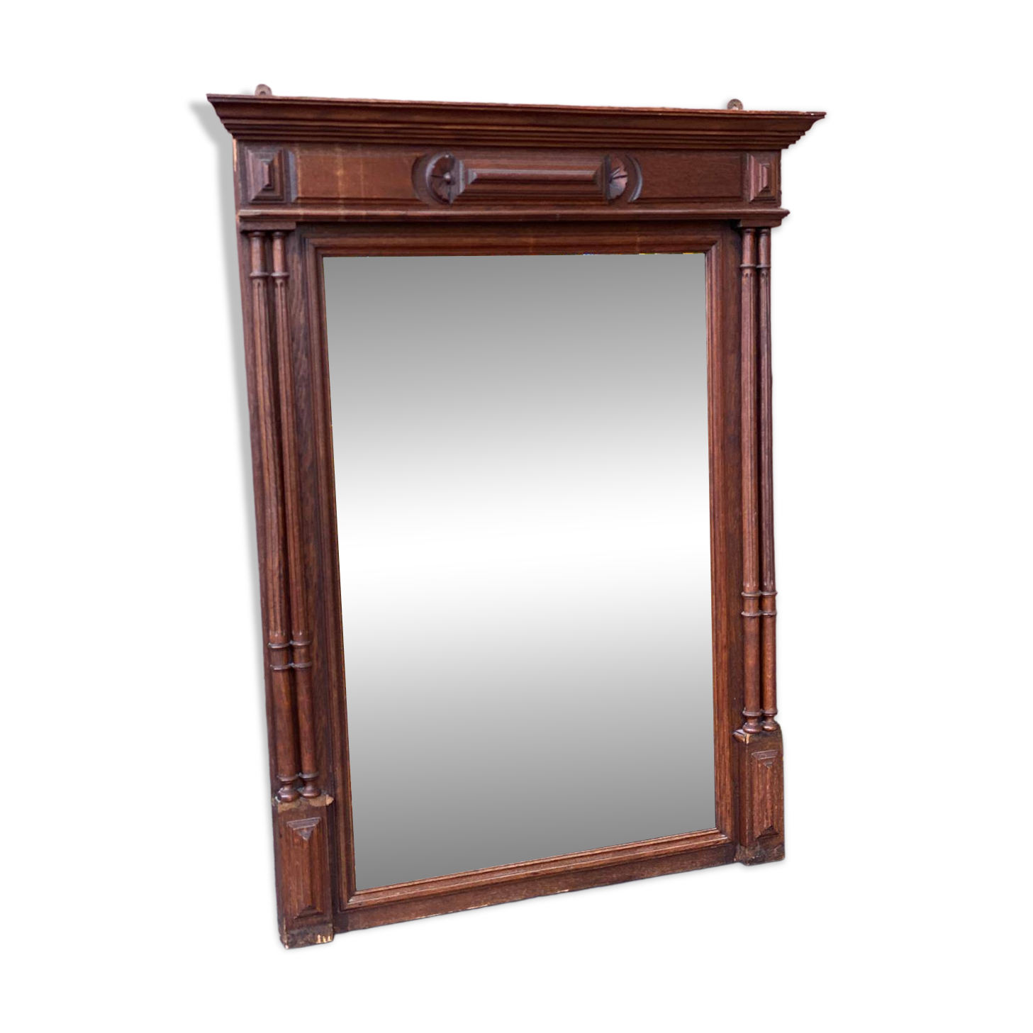 Henri II mirror in solid oak, 90x117cm, 19th century