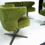 Set of four green Gianni Moscatelli Swivel Poney Chairs for Formanova, 70s