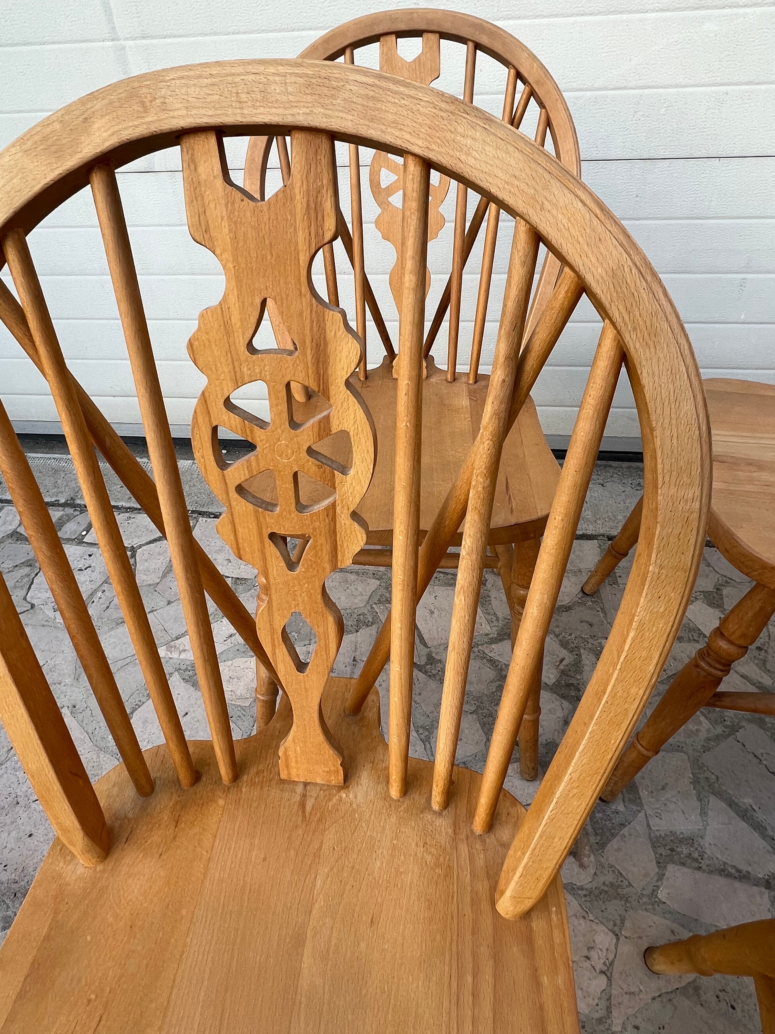 6 chairs bistro windsor wheelback in vintage beech baumann coffee