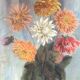 Ancient painting bouquet of dahlias