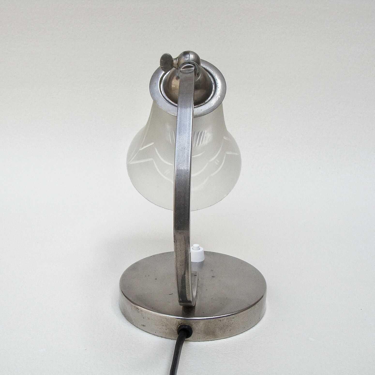 Art Deco metal lamp chrome and glass