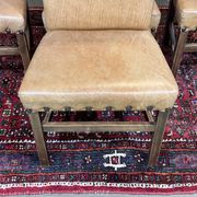 Set of 4 English beech chairs with faux leather from the 1980s.
