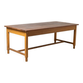 Large work / industrial / farm table, patinated wood, Czechoslovakia