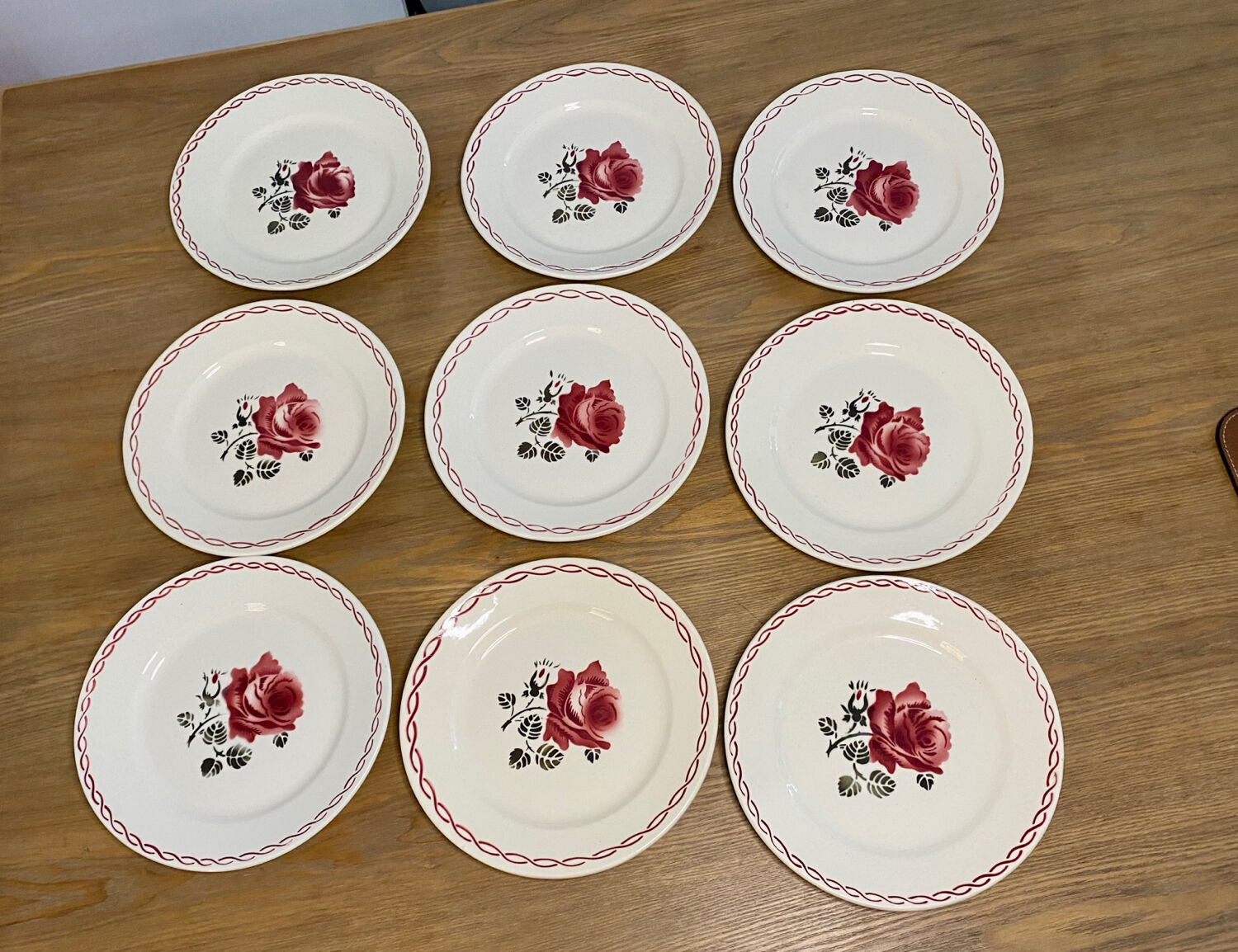 Dessert service 9 vintage Badonviller porcelain plates from the 60s