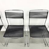 Set of 6 "Spaghetti" Chairs Italian Design 80s – Black & Chrome