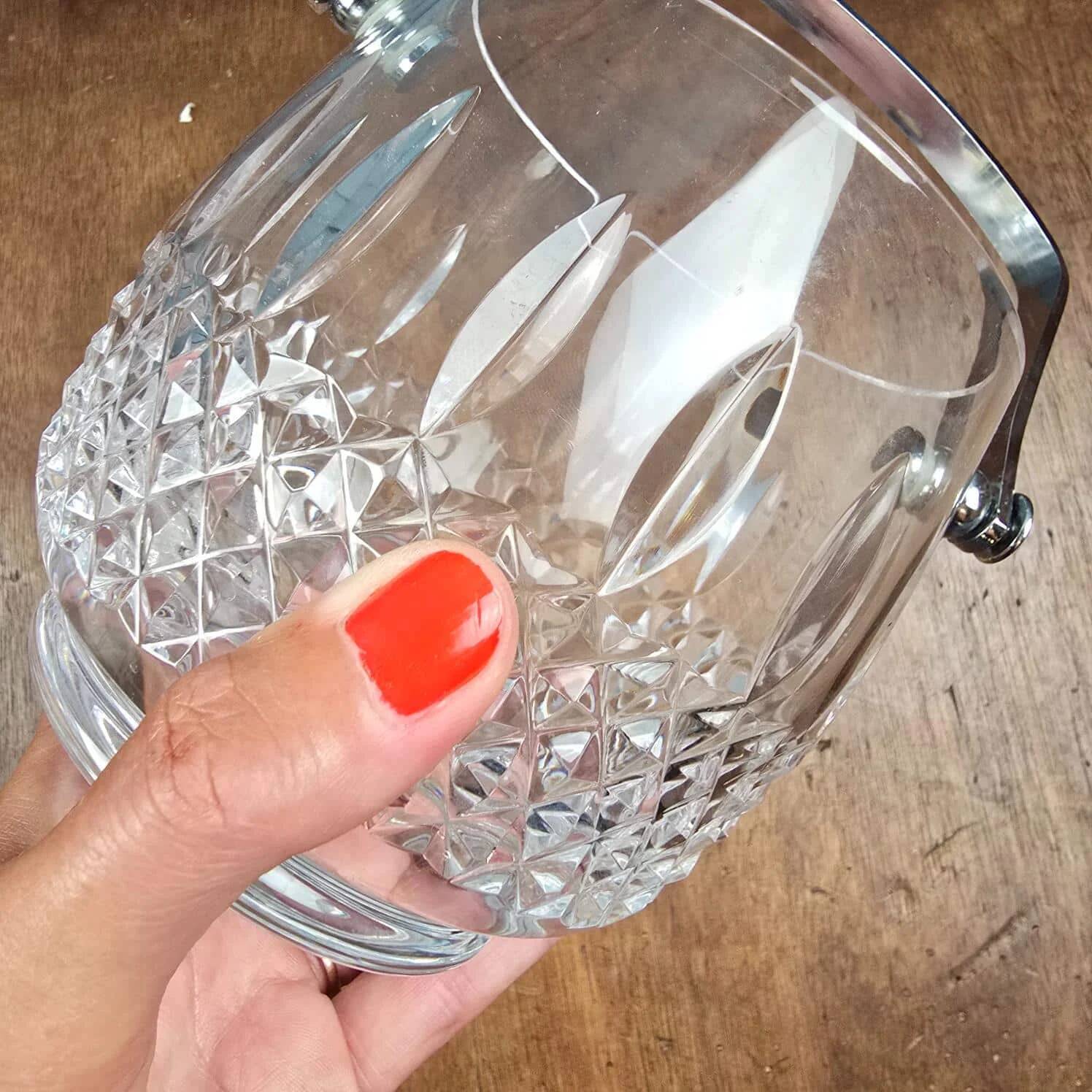 Bayel crystal ice bucket from France with Jean Couzon spoon.