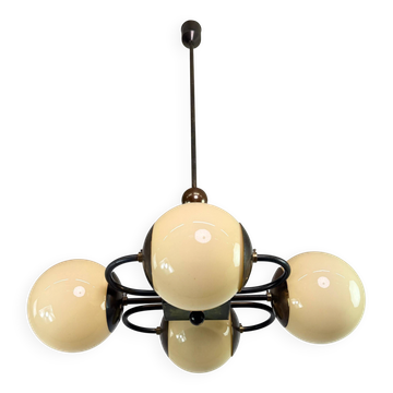 Rondocubiste tchécoslovaque / Lampe à suspension géométrique Art déco