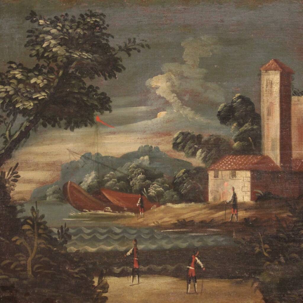 Italian artwork seascape oil on canvas from the 18th century