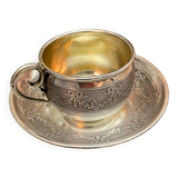 Silver Cup and Saucer | 20th Century | Ribbon and Flower Garland