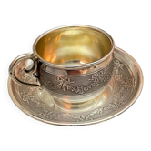 Silver Cup and Saucer | 20th Century | Ribbon and Flower Garland