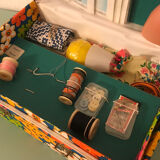 Suitcase sewing sewing box learning vintage flower