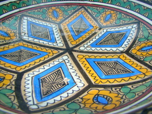 Morocco North Africa enamelled terracotta couscous plate or dish
