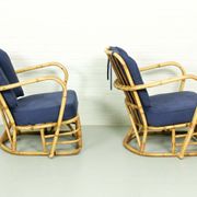 Ensemble rare de salon de rotin de milieu du siècle