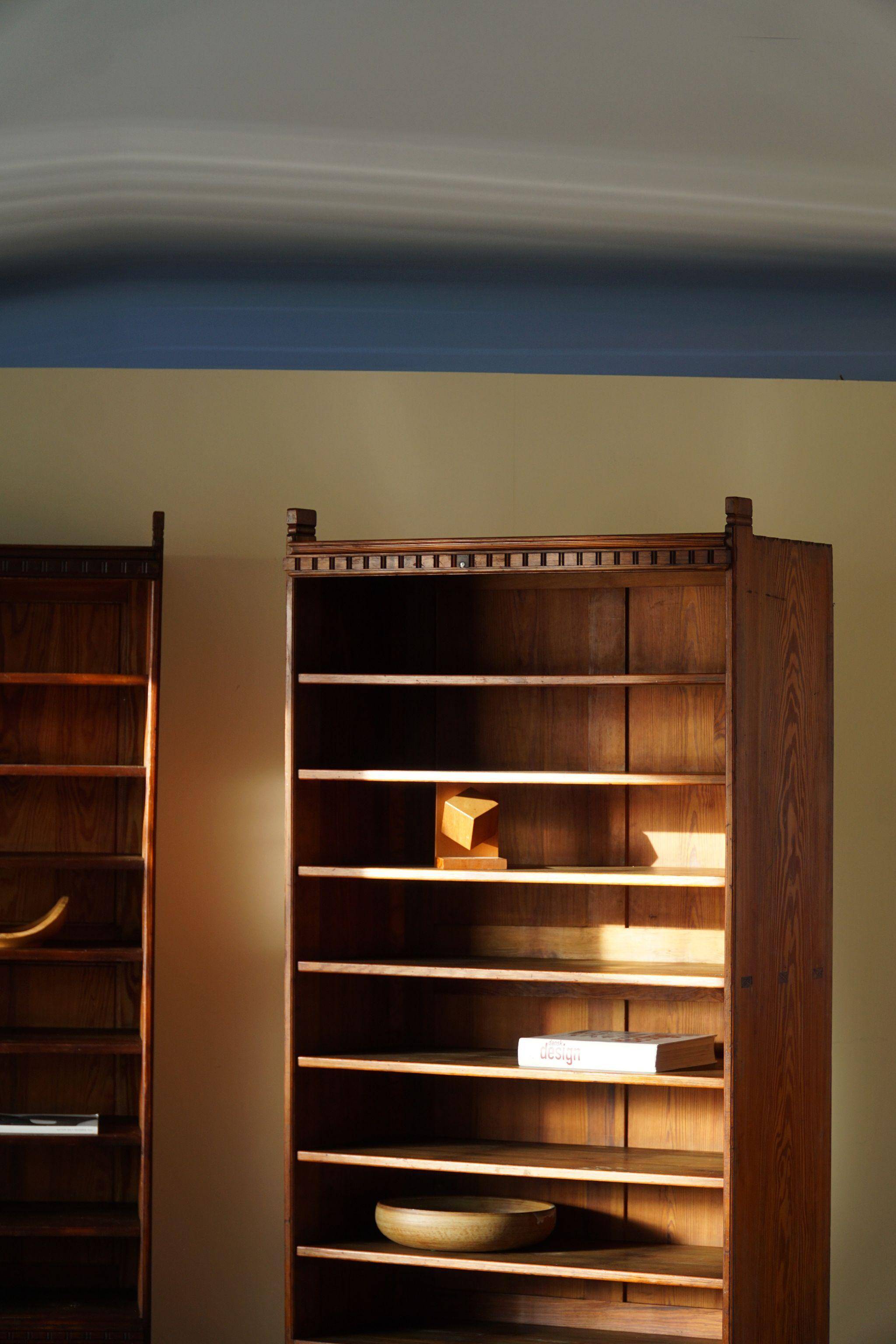 Martin Nyrop Library by Rud. Rasmussen in Oregon pine, Danish Modern, 1905