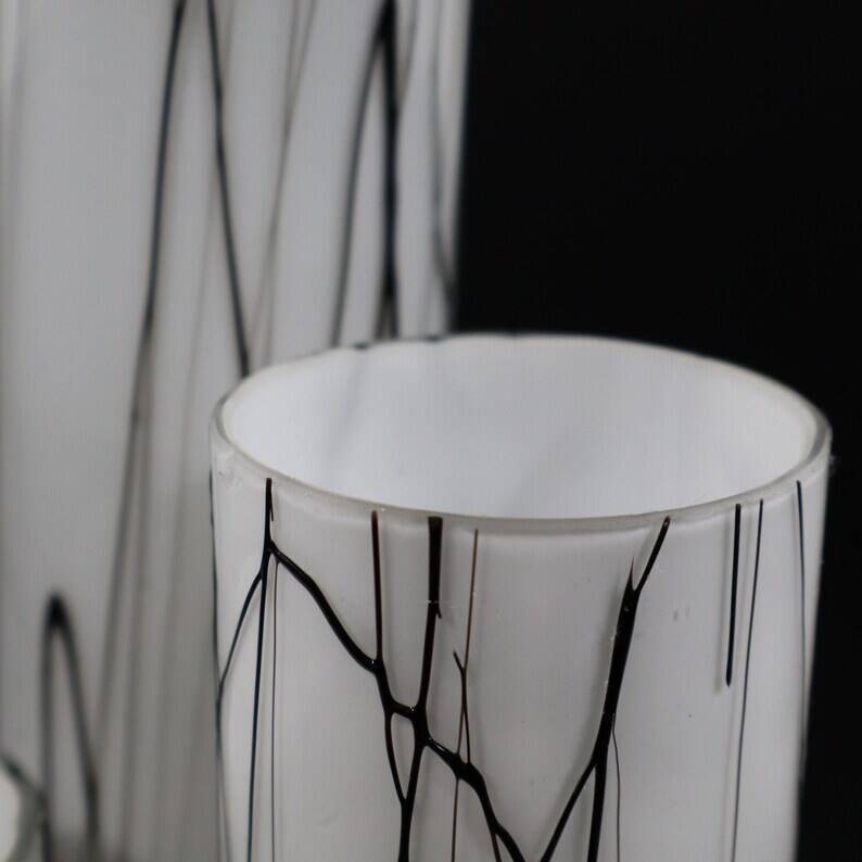 3 glass table lamps by Herstal, Denmark 1980