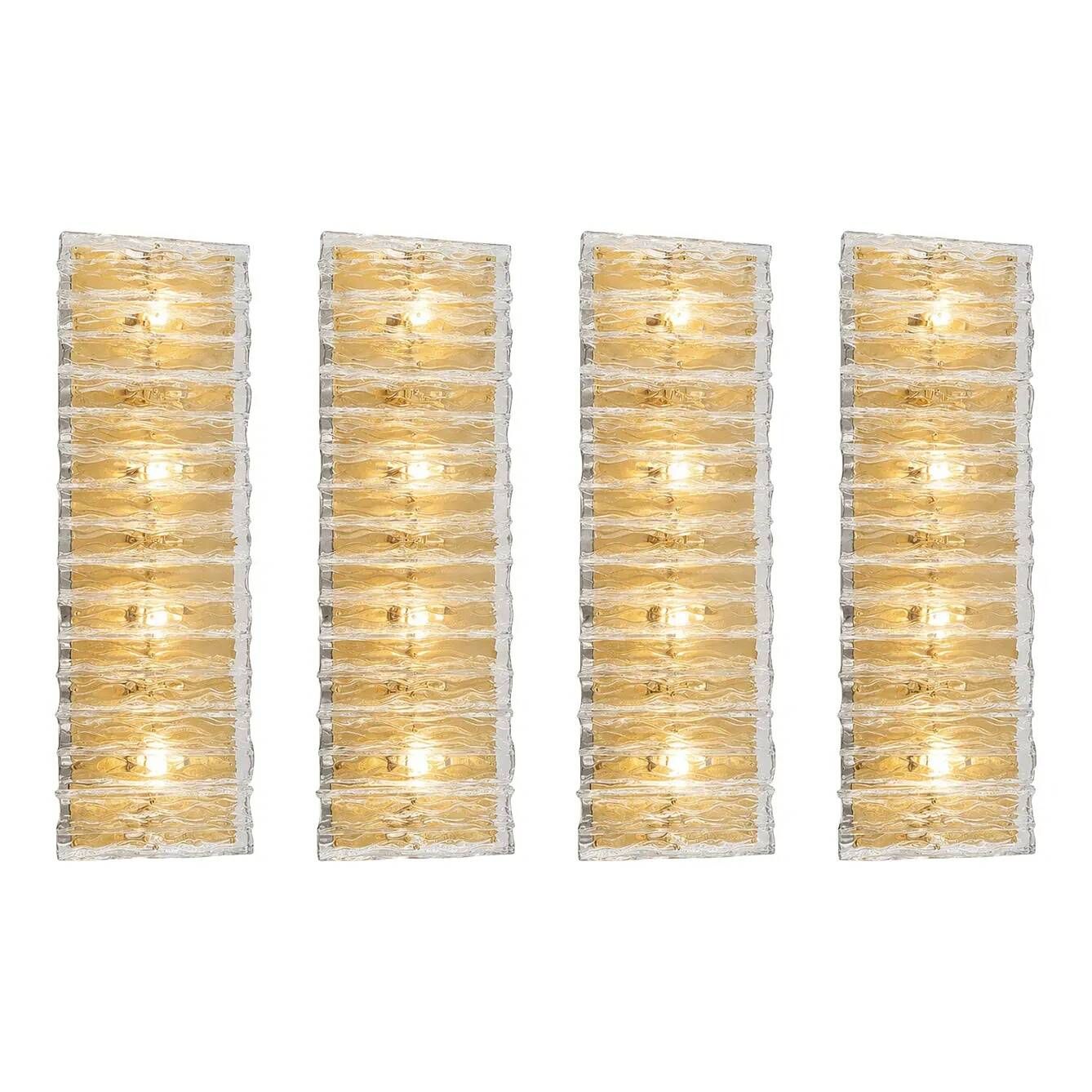 Luxury Italian Murano Glass Brass Wall Sconce / Flush Mount Fixture