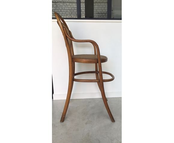 Children's high chair, curved beech and cannage 1960