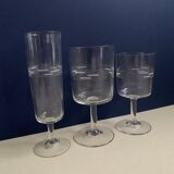 Set of 8 glasses with chiseled crystal stems 50s