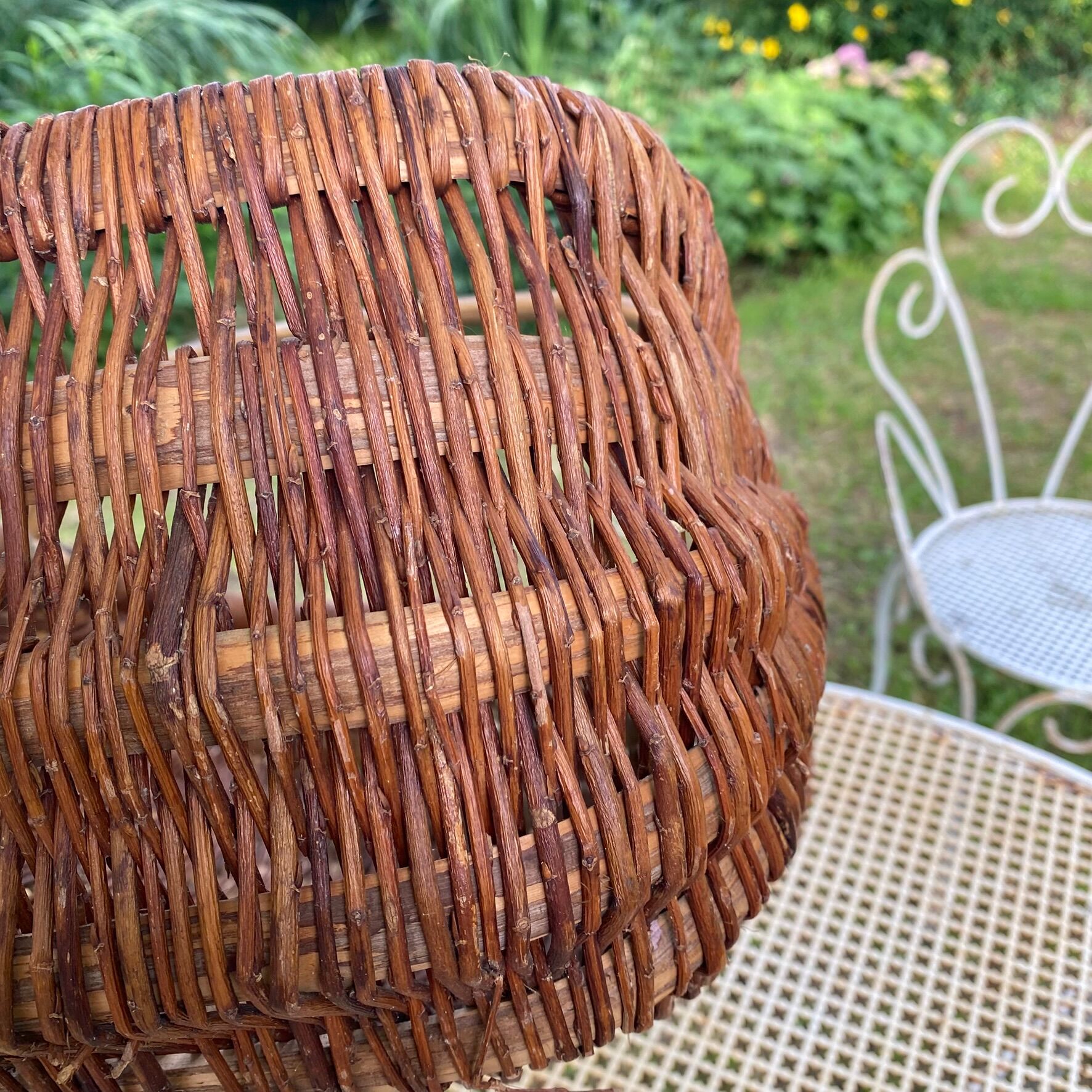 Large wicker basket with metal wire 58X36cm