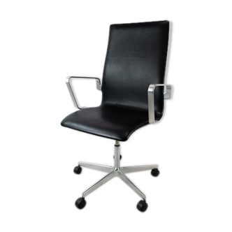 Chaise de bureau classique Oxford modèle 3293C avec rembourrage original en cuir noir, conçu par