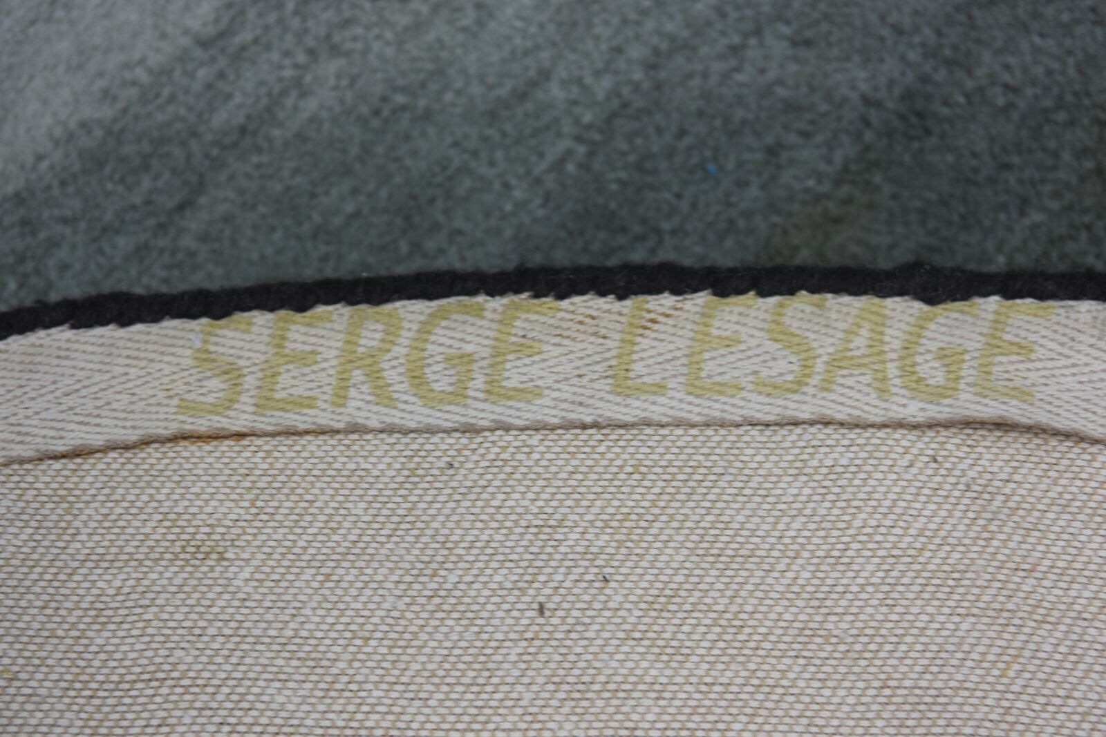 Serge Lesage blue grey vintage round carpet 70s