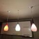 Scandinavian suspension trio Holmegaard 1960, opal glass blown.