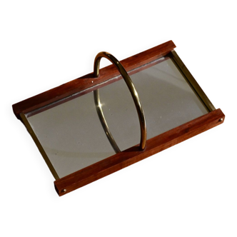 Mirrored tray with vintage handle