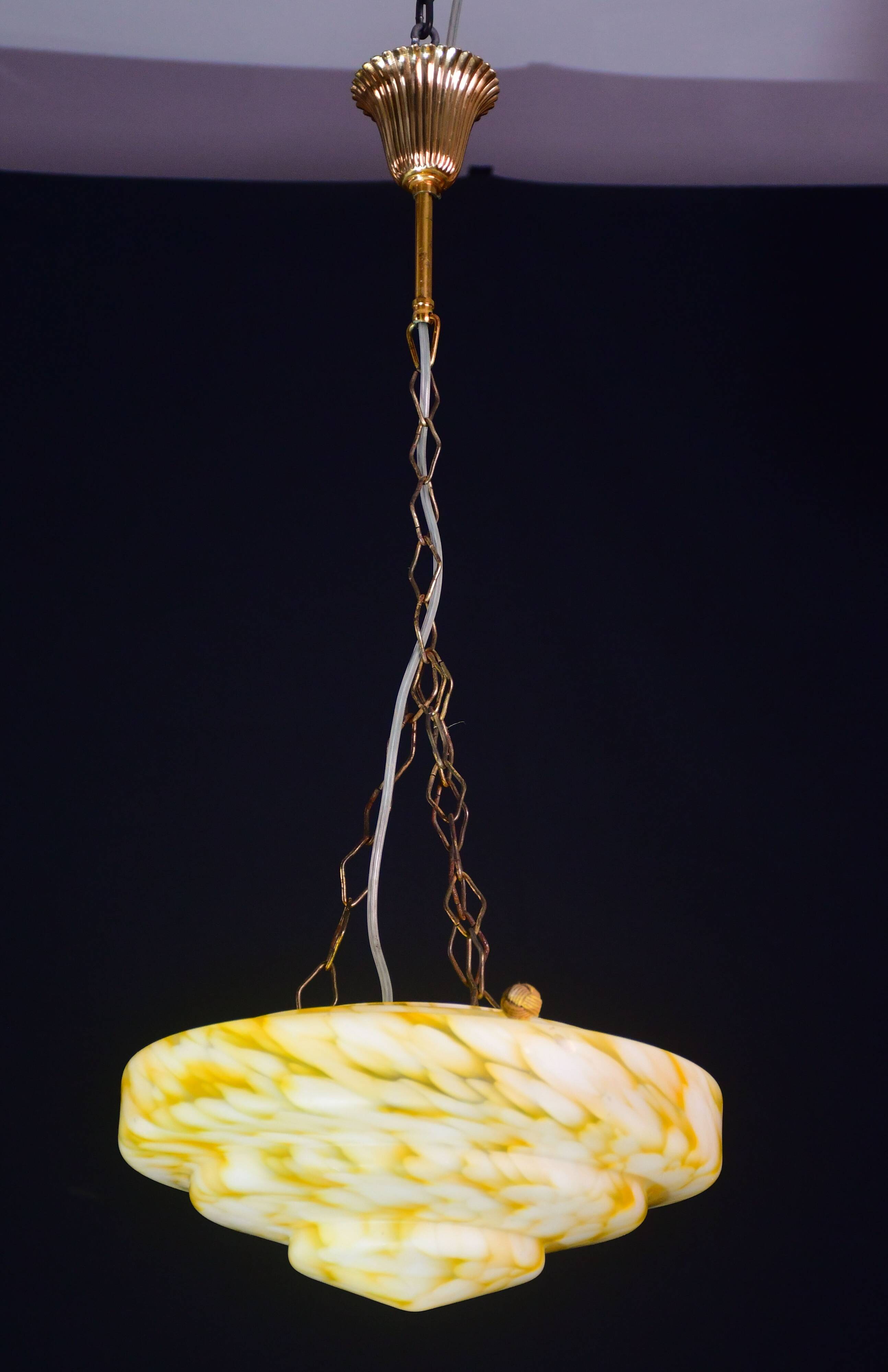 Art Deco yellow Murano glass pendant, 1950