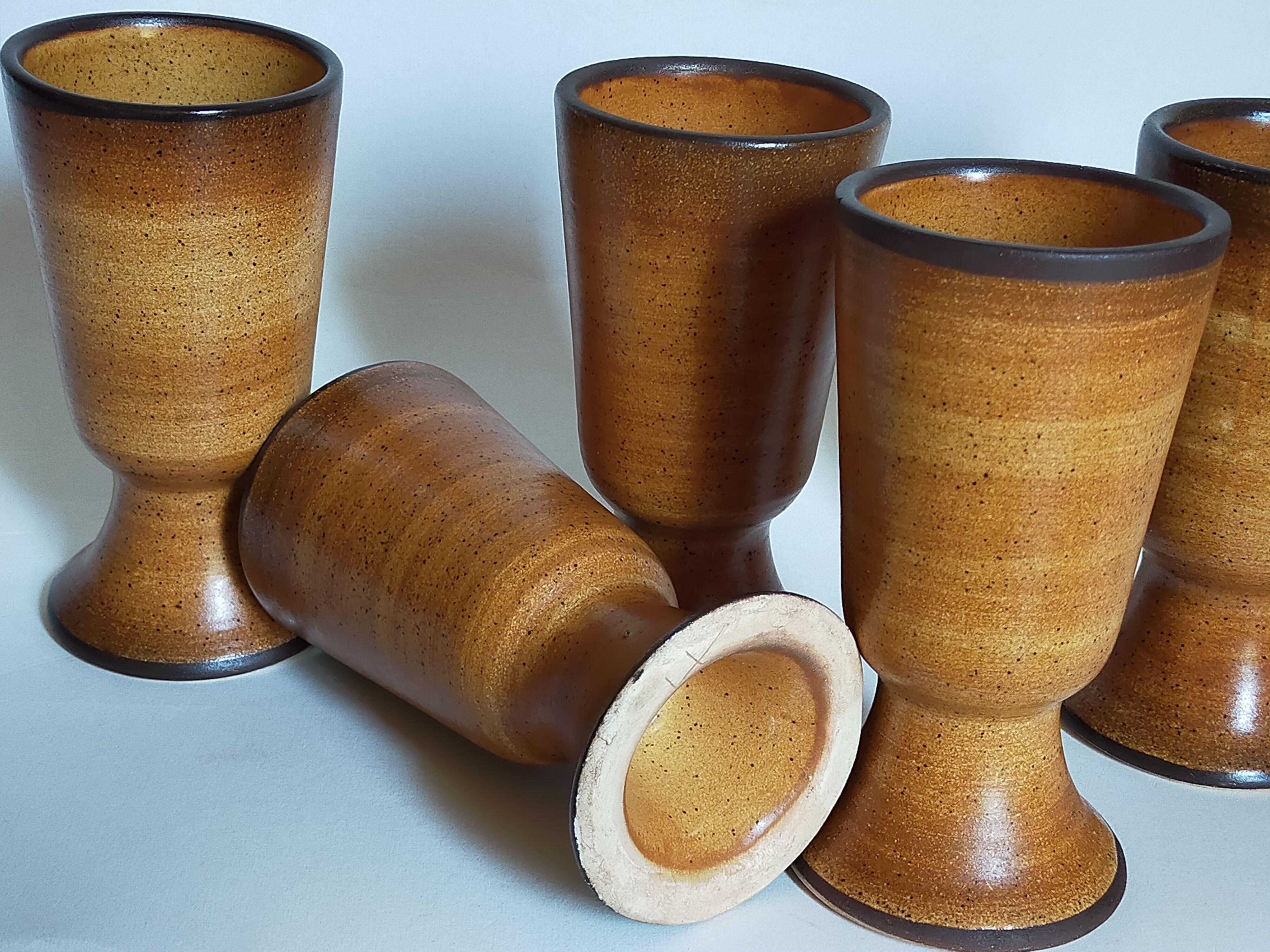 Five earthenware mazagrans from Saint-Amand vintages service"Meylan"