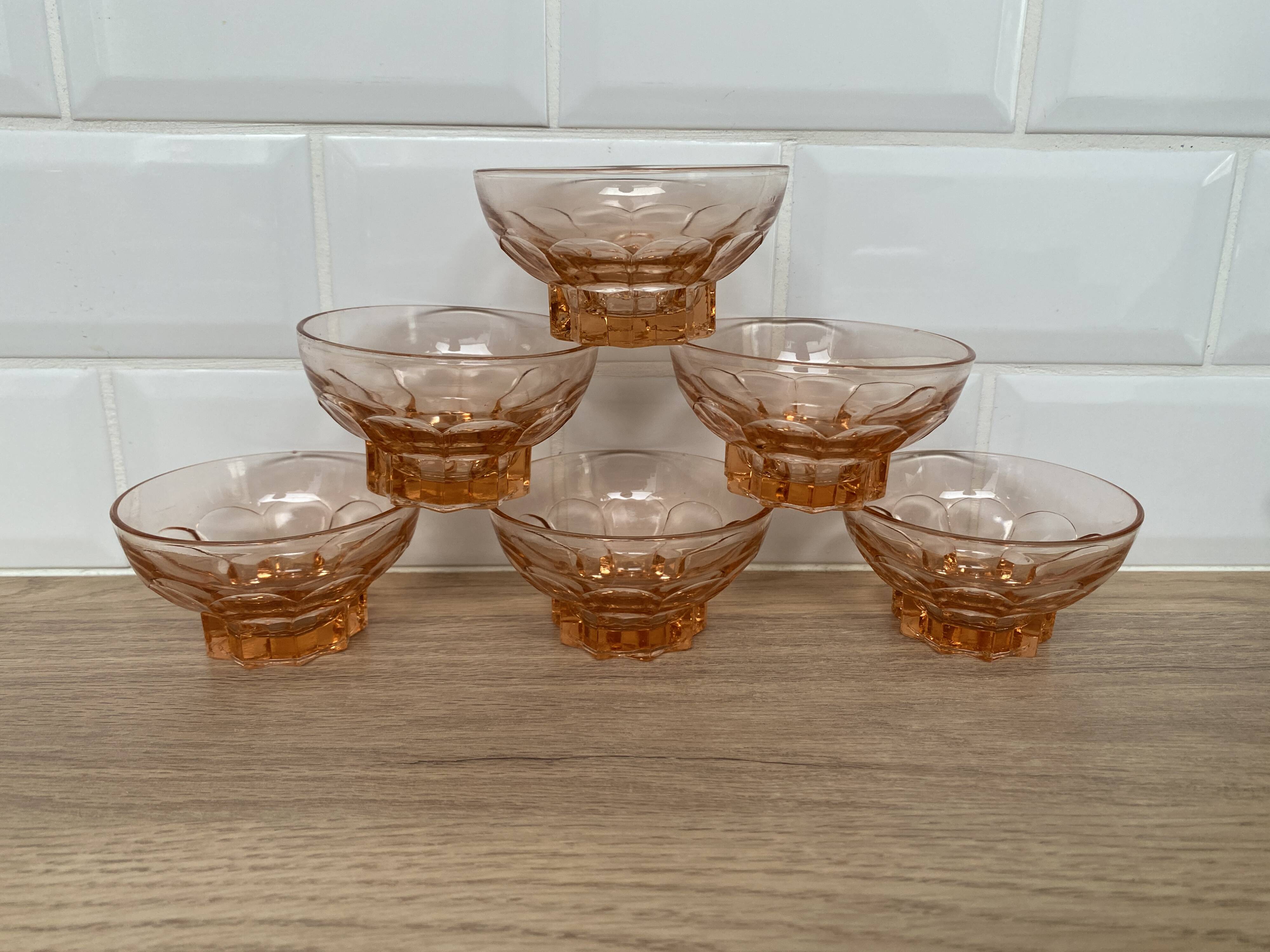 Set of 6 pink star luminarc cups