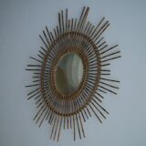 Vintage Sun mirror in wicker, Italy, 1960s
