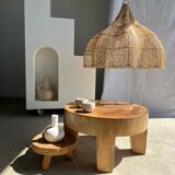 Quadripod coffee table in solid wood monoxyl natural color (dark)