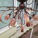 Lustre plafonnier rose fleurs verre soufflé floral