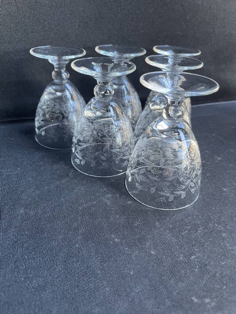 Port wine service – Blown, engraved and cut crystal – Art Deco