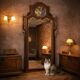 Eclectic antique mahogany mirror, Italy, 19th century