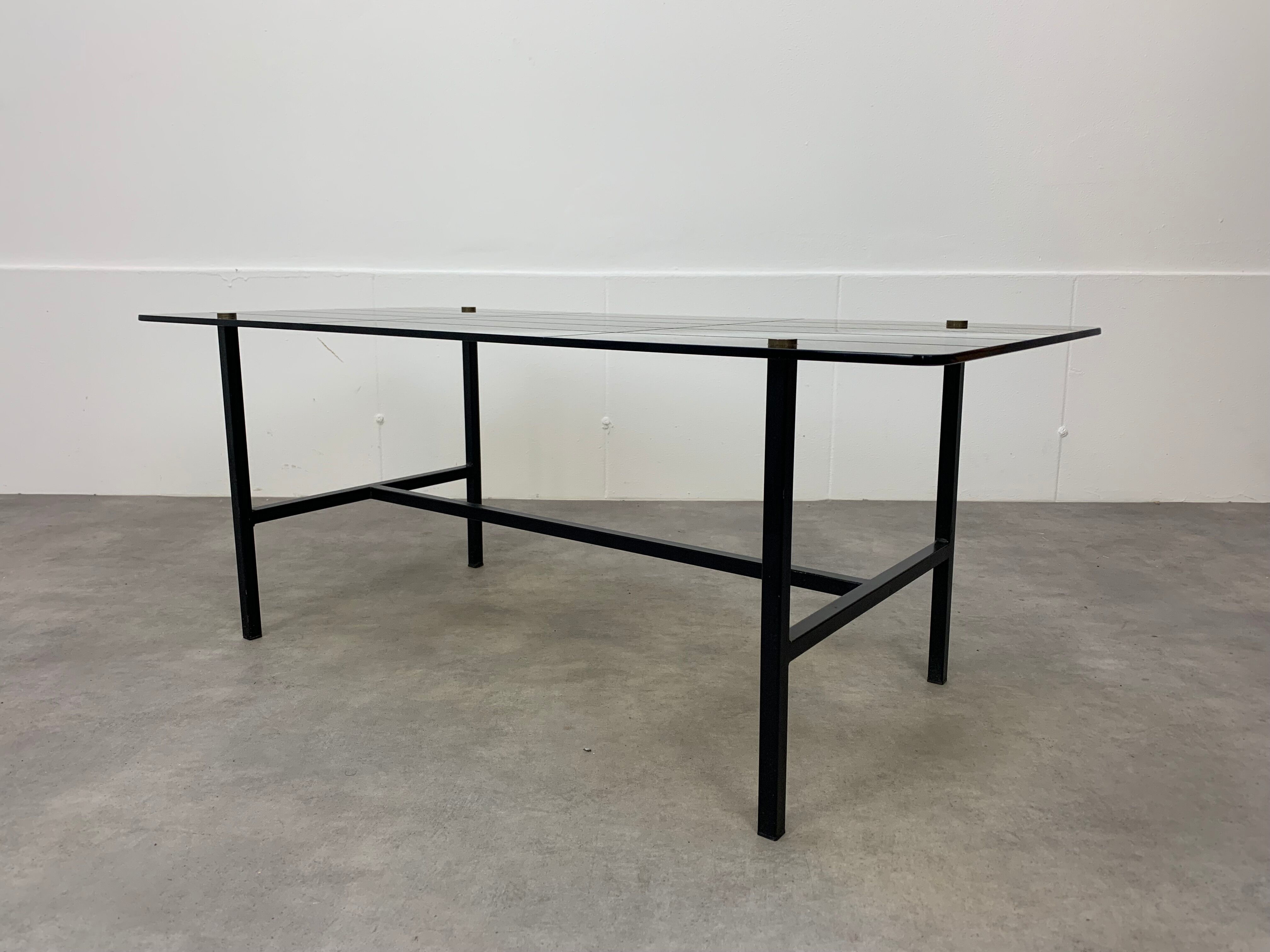 Coffee table metal and glass, 50s