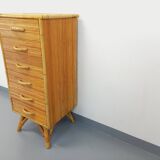 Vintage rattan chest of drawers from the 70s