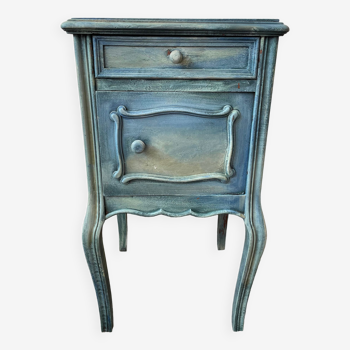 Old-fashioned blue patinated bedside